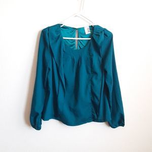 Francesca long sleeve teal blouse small